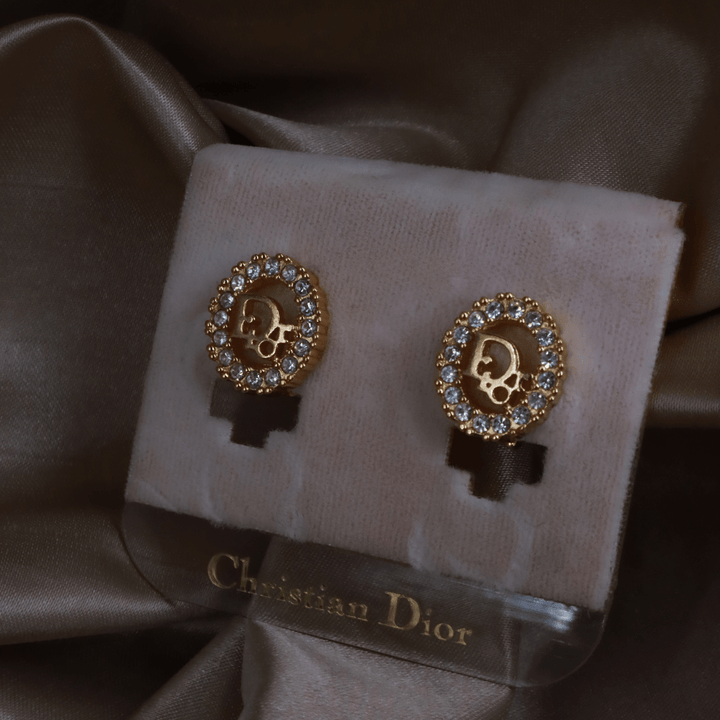 CHRISTIAN DIOR 圓型閃石耳夾 | 典雅時尚款式 - Vintasy