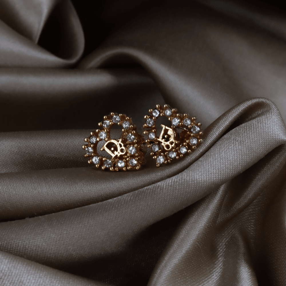 CHRISTIAN DIOR 心型閃石耳夾 - Vintasy