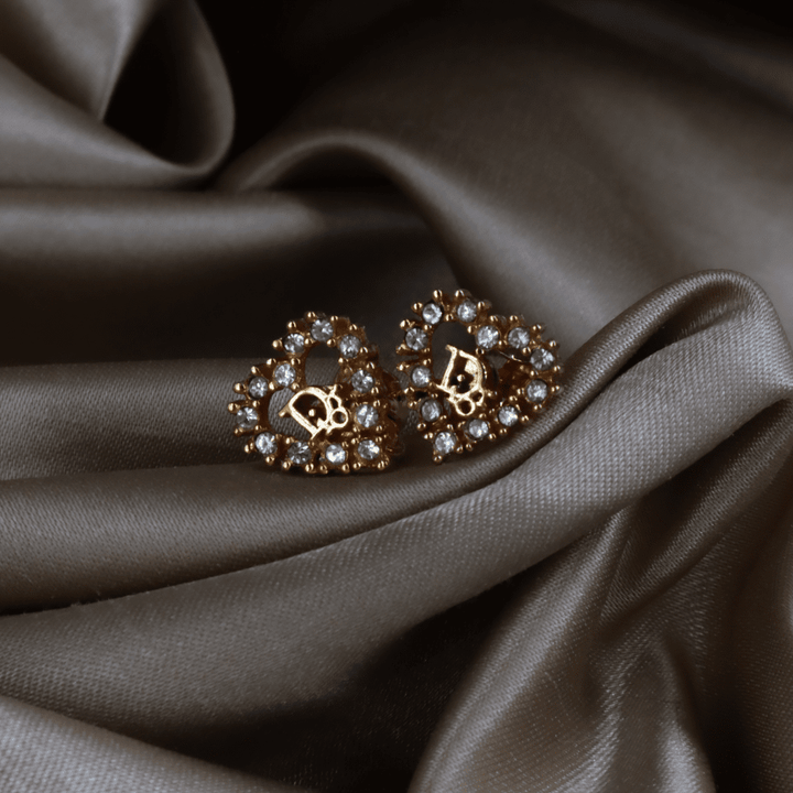 CHRISTIAN DIOR 心型閃石耳夾 - Vintasy