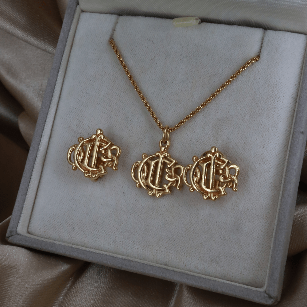 CHRISTIAN DIOR 絕版馬車項鏈連耳夾 ｜未使用品 - Vintasy