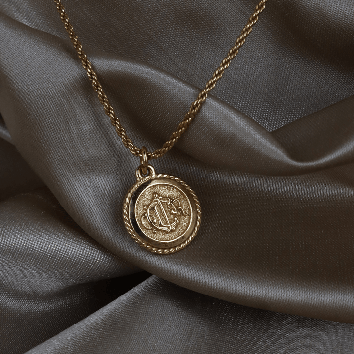 CHRISTIAN DIOR 圓形馬車標誌繩紋邊項鏈 - Vintasy