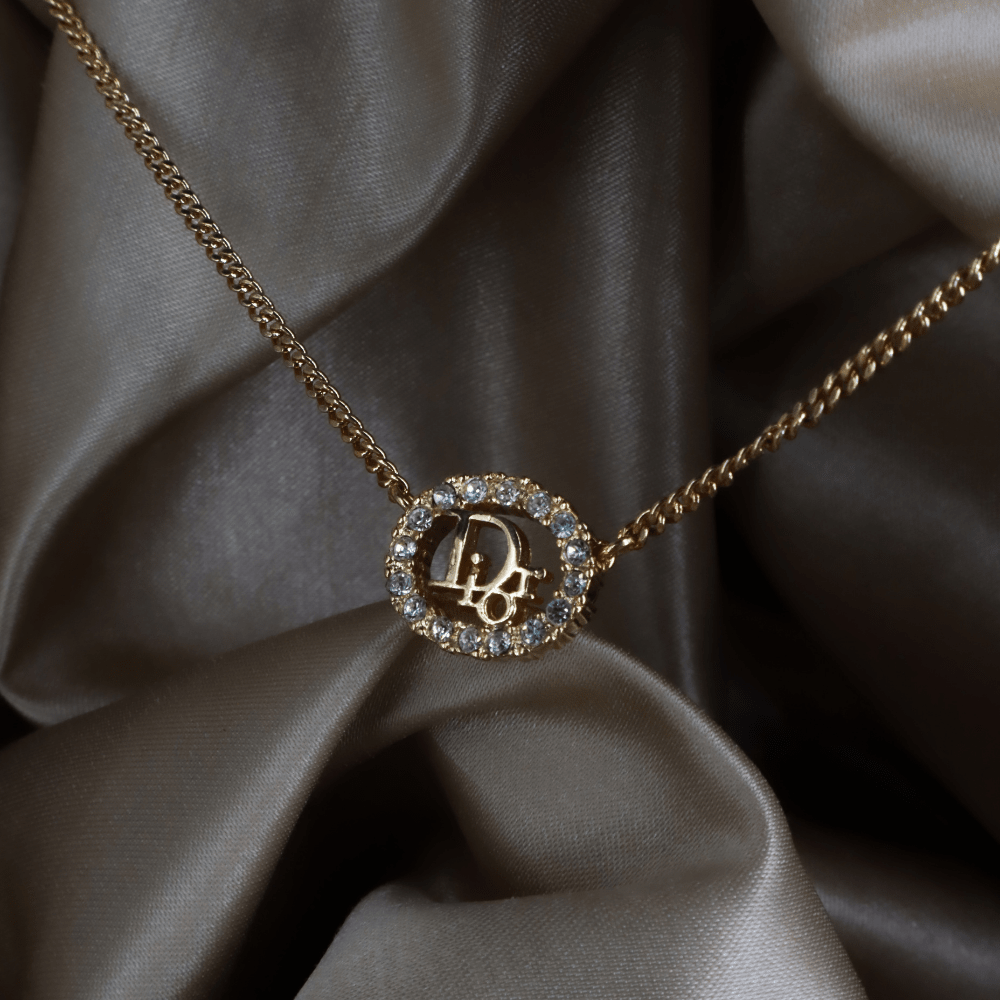CHRISTIAN DIOR 圓型閃石項鏈| 經典款式 ｜｜VINTASY 中古美品 ｜ 香港最大型中古首飾收藏店｜ DIOR ｜ 項鏈