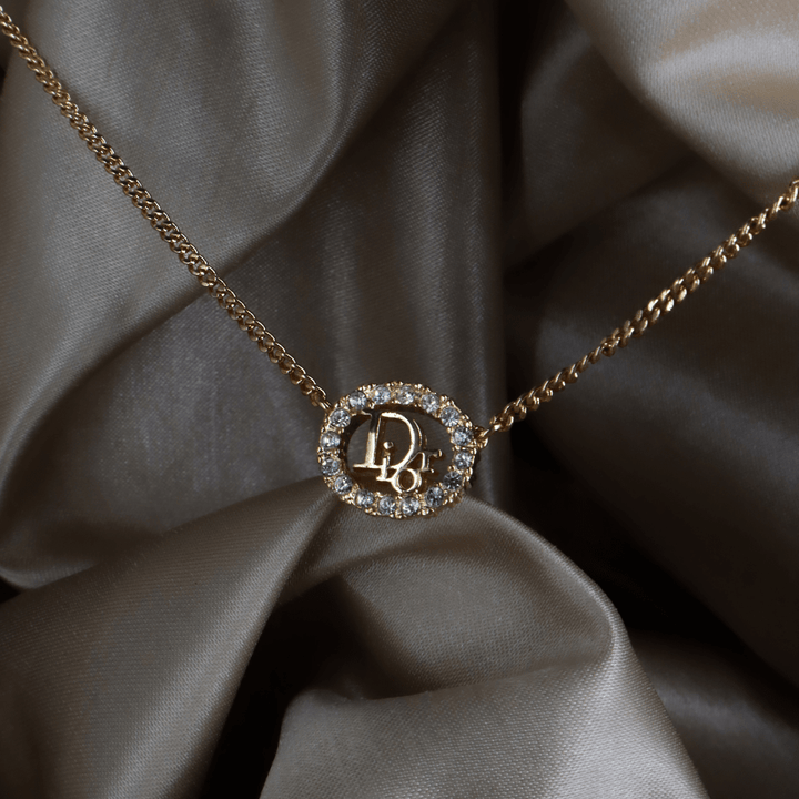 CHRISTIAN DIOR 圓型閃石項鏈| 經典款式 ｜｜VINTASY 中古美品 ｜ 香港最大型中古首飾收藏店｜ DIOR ｜ 項鏈
