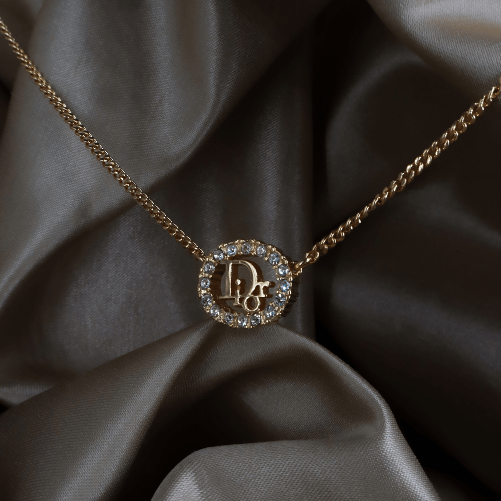 CHRISTIAN DIOR 圓型閃石項鏈| 經典款式 ｜｜VINTASY 中古美品 ｜ 香港最大型中古首飾收藏店｜ DIOR ｜ 項鏈
