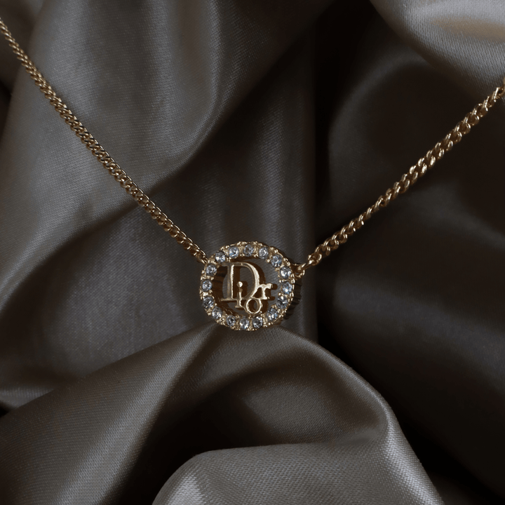 CHRISTIAN DIOR 圓型閃石項鏈| 經典款式 ｜｜VINTASY 中古美品 ｜ 香港最大型中古首飾收藏店｜ DIOR ｜ 項鏈