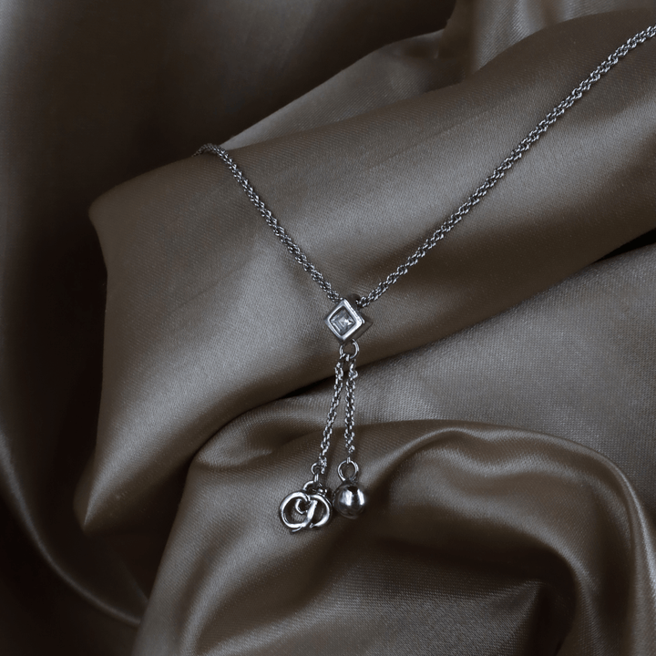 CHRISTIAN DIOR 銀色水晶雙鍊Y字垂墜項鏈 ｜ 極罕產品 - Vintasy項鏈