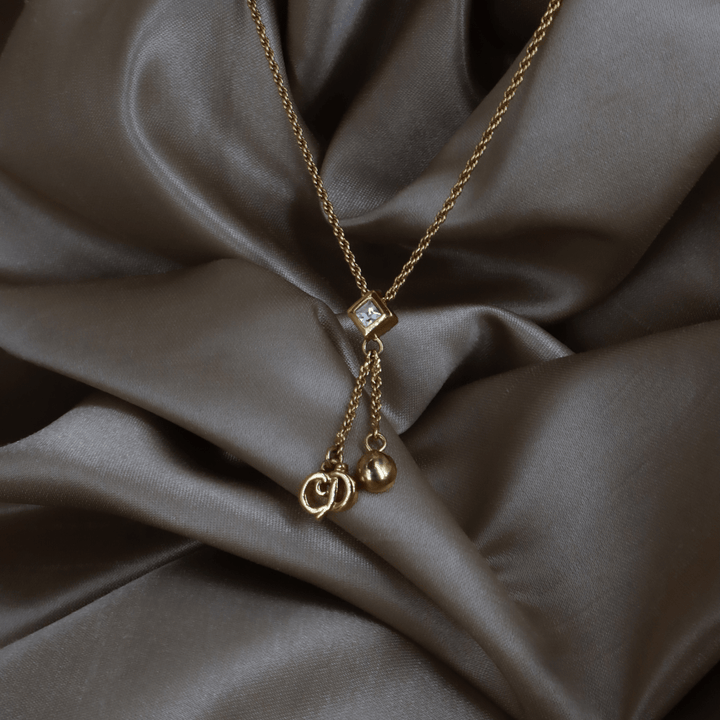 CHRISTIAN DIOR 金色水晶雙鍊Y字垂墜項鏈 ｜ 極罕產品 - Vintasy項鏈