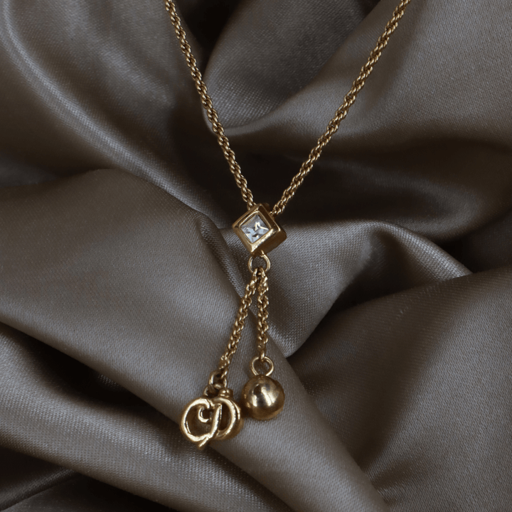 CHRISTIAN DIOR 金色水晶雙鍊Y字垂墜項鏈 ｜ 極罕產品 - Vintasy項鏈