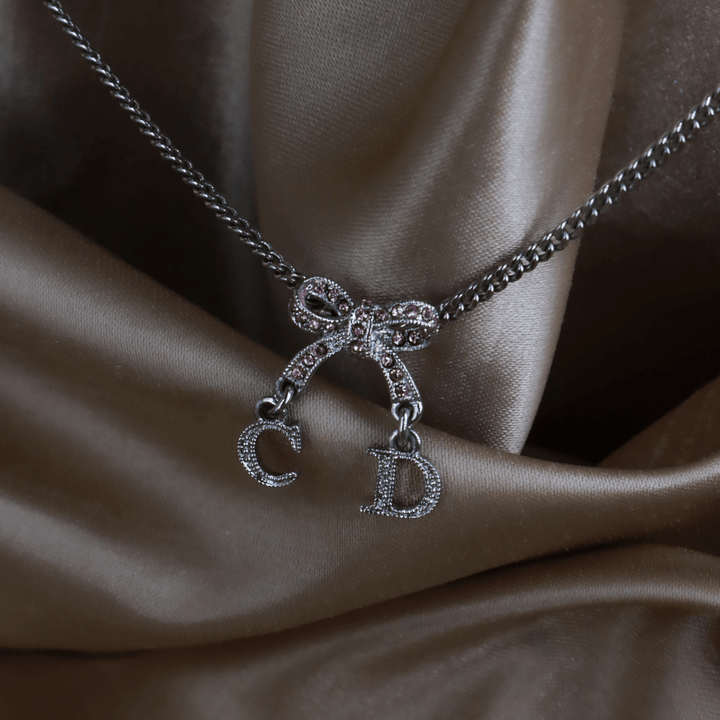 DIOR CD蝴蝶結閃石項鏈 ｜極罕00年代之選 ｜未使用級美品！ - Vintasy項鏈