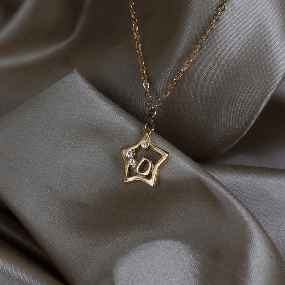 DIOR 星星 D Logo 水晶項鏈 ｜ 2000年代罕有金色系 - Vintasy