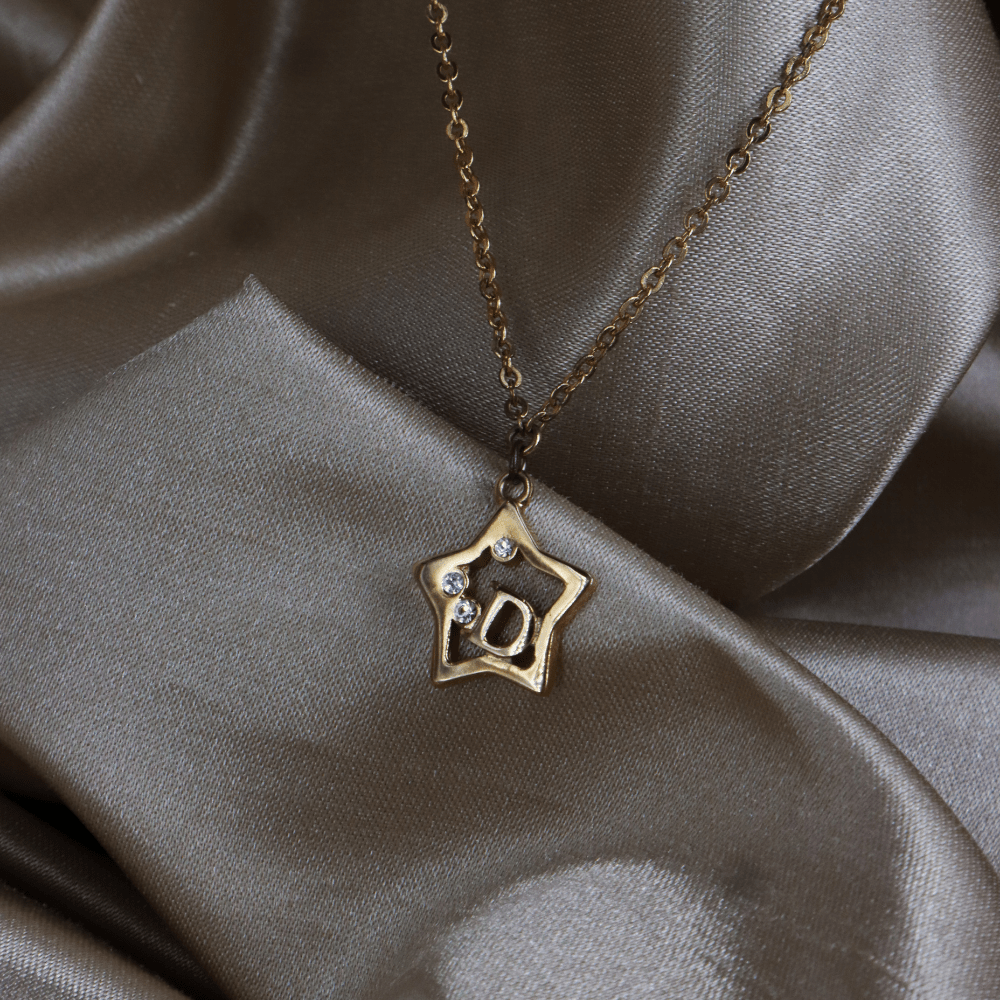 DIOR 星星 D Logo 水晶項鏈 ｜ 2000年代罕有金色系 - Vintasy