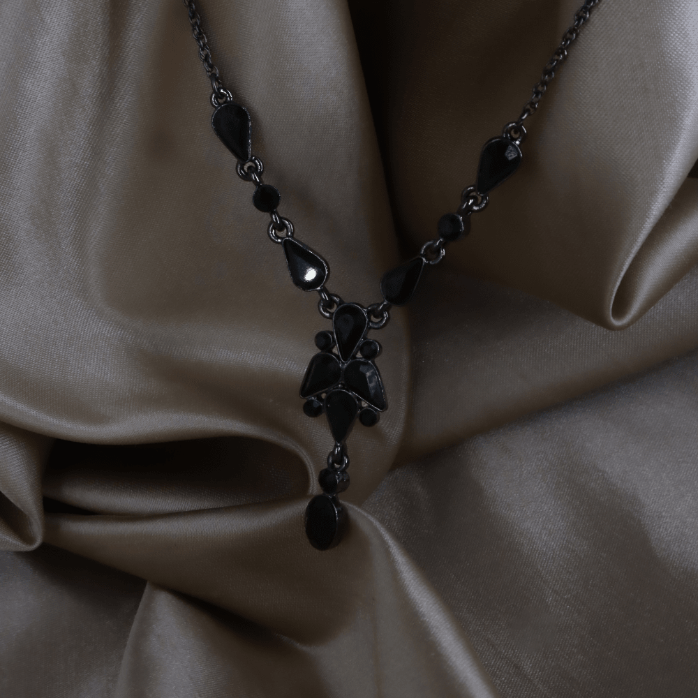 GIVENCHY 黑瑪瑙垂墜項鏈（黑色）｜2000年代 未使用品 - Vintasy項鏈