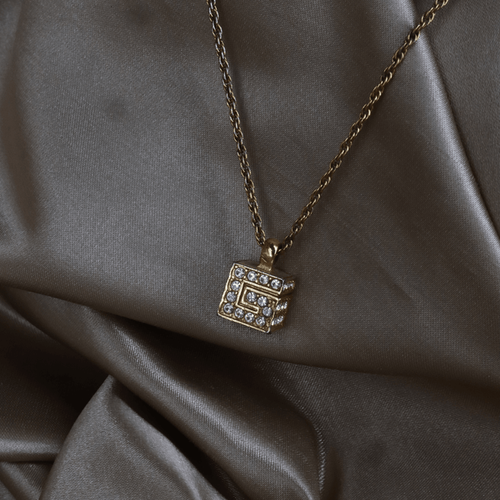 GIVENCHY 90年代 經典四面Logo水晶方塊項鏈 - Vintasy項鏈