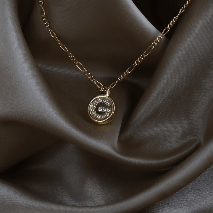 GIVENCHY水晶 G Logo 圓牌項鏈｜約 1990年代 ｜｜VINTASY 中古美品 ｜ 香港最大型中古首飾收藏店｜ GIVENCHY ｜ 項鏈