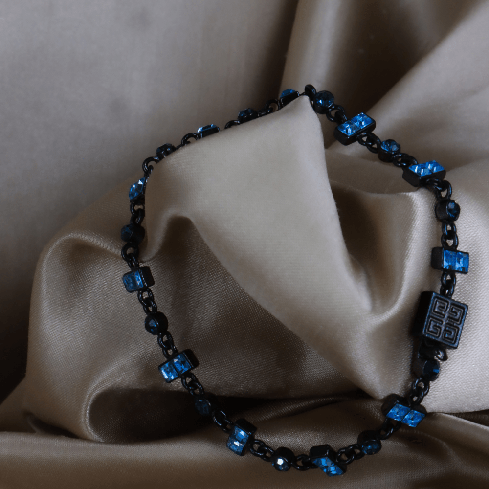 GIVENCHY 黑色幾何水晶手鏈 ｜未使用級 - Vintasy