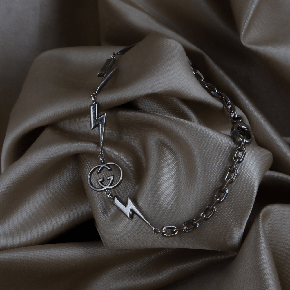 GUCCI GG Logo 閃電造型 Vintage 手鏈 - Vintasy手鏈