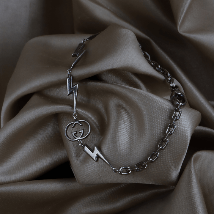 GUCCI GG Logo 閃電造型 Vintage 手鏈 - Vintasy手鏈