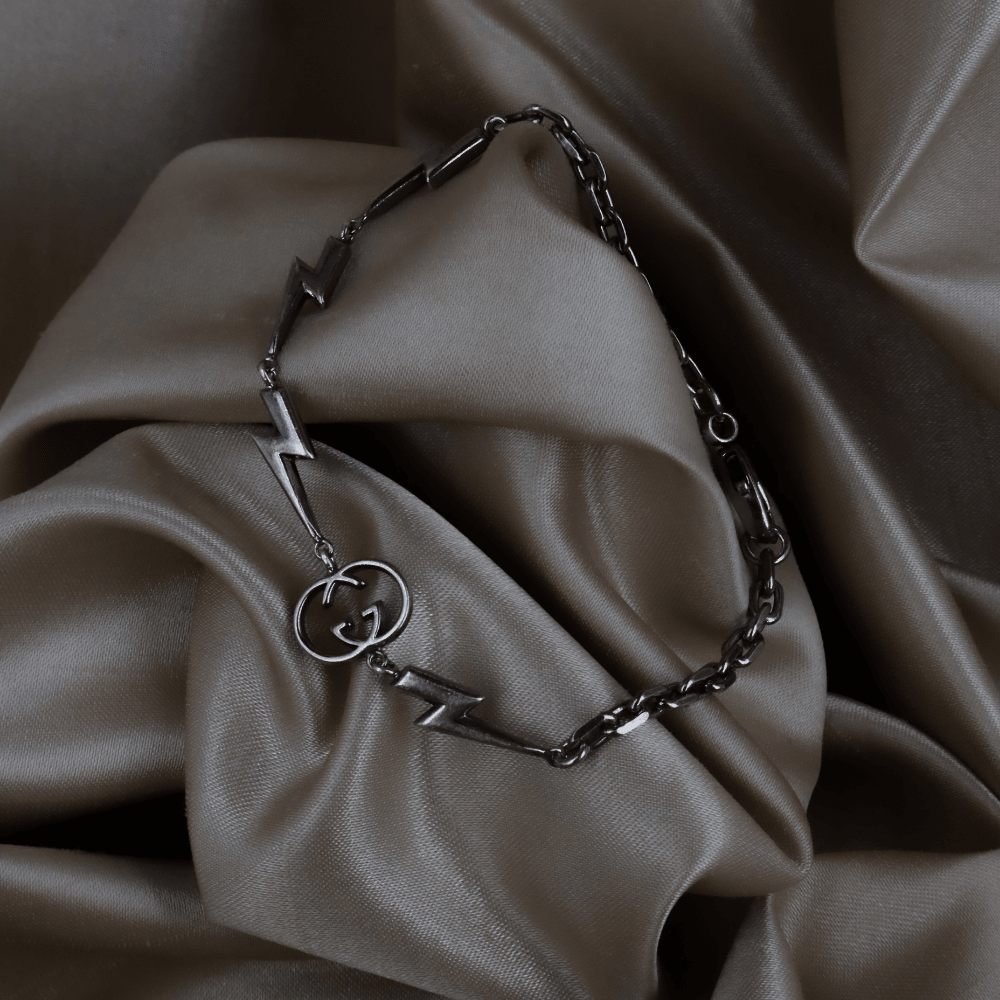 GUCCI GG Logo 閃電造型 Vintage 手鏈 - Vintasy手鏈