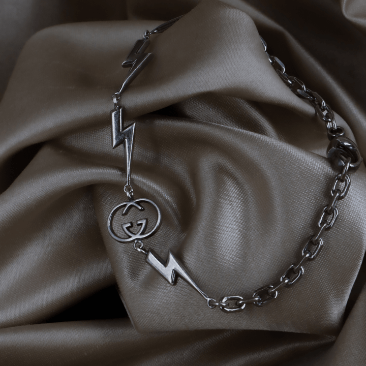 GUCCI GG Logo 閃電造型 Vintage 手鏈 - Vintasy手鏈