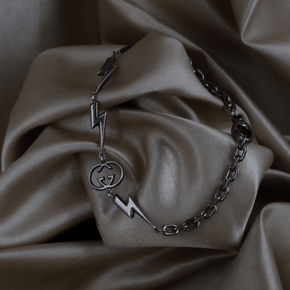 GUCCI GG Logo 閃電造型 Vintage 手鏈 - Vintasy手鏈