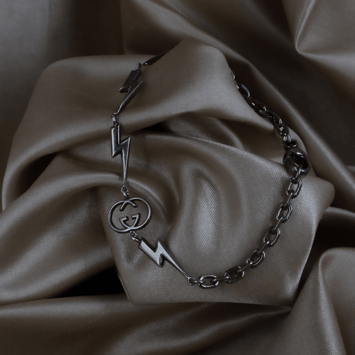 GUCCI GG Logo 閃電造型 Vintage 手鏈 - Vintasy手鏈