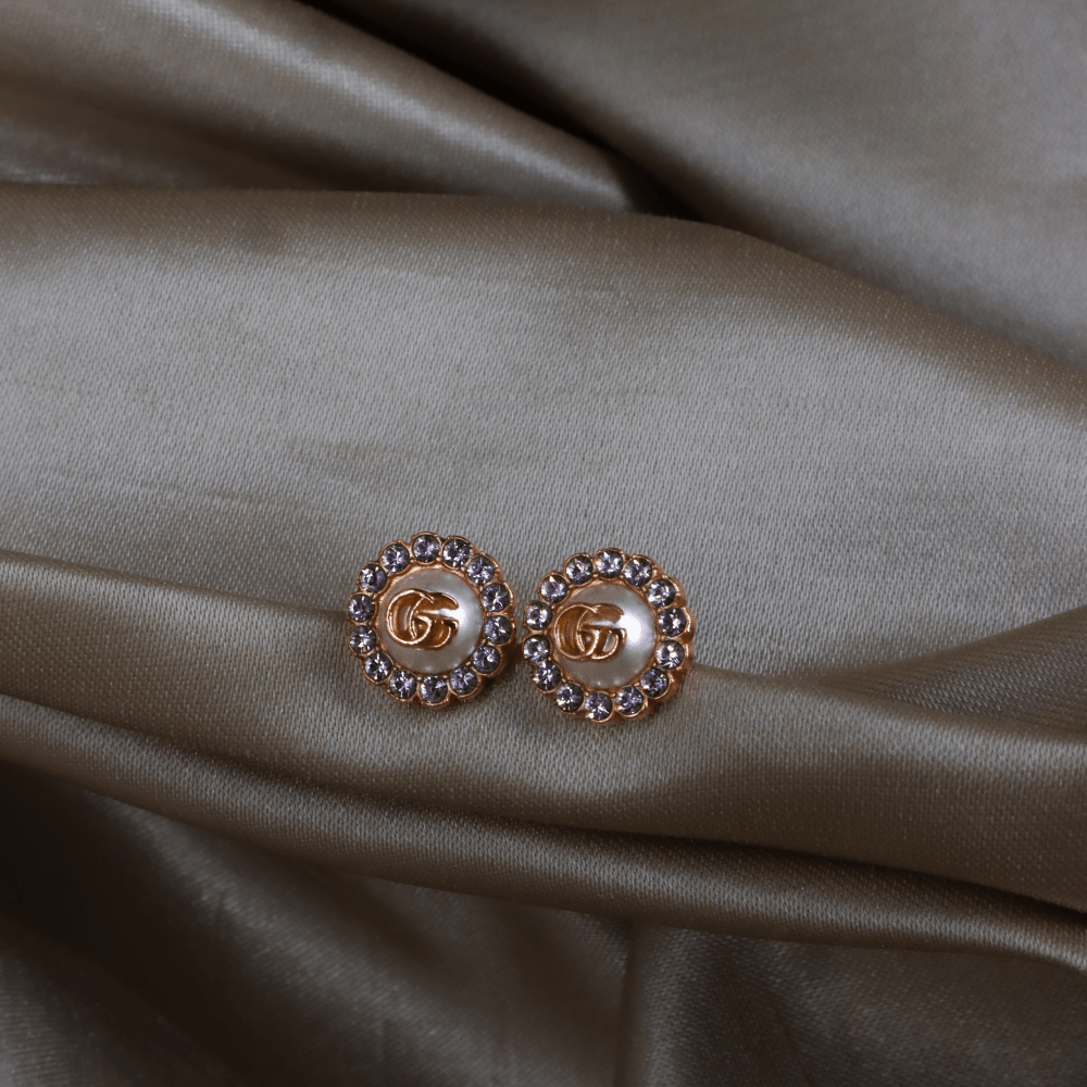 GUCCI 珍珠GG水鑽耳環 | 附原盒 未使用 - Vintasy