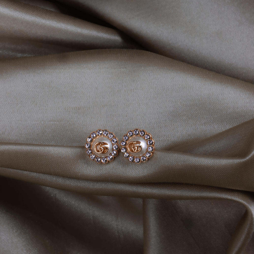 GUCCI 珍珠GG水鑽耳環 | 附原盒 未使用 - Vintasy