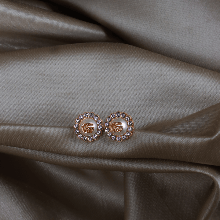 GUCCI 珍珠GG水鑽耳環 | 附原盒 未使用 - Vintasy