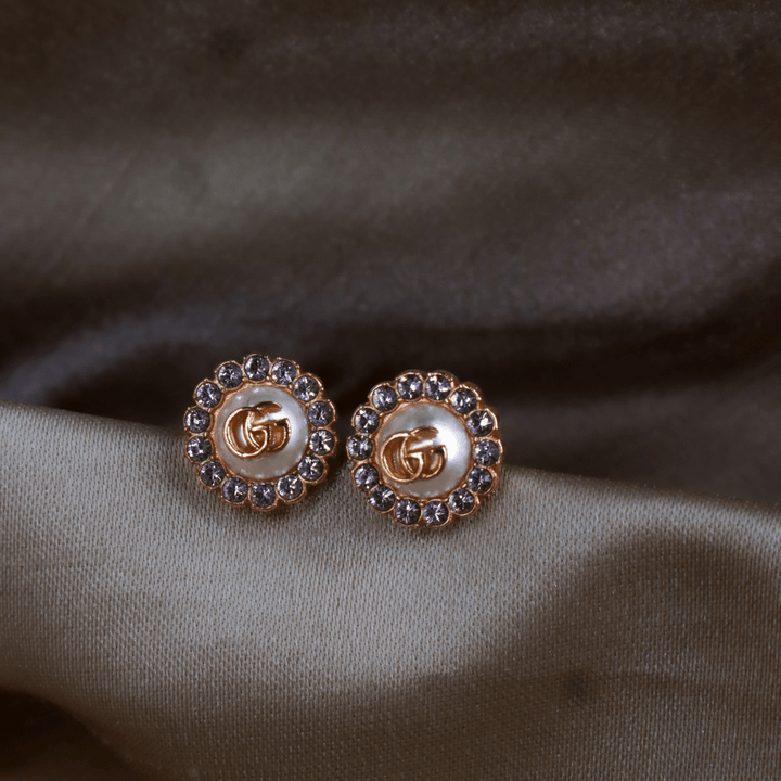 GUCCI 珍珠GG水鑽耳環 | 附原盒 未使用 - Vintasy