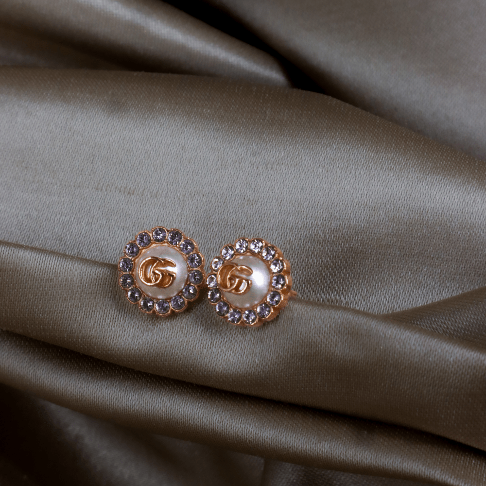 GUCCI 珍珠GG水鑽耳環 | 附原盒 未使用 - Vintasy