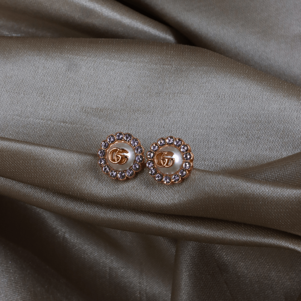 GUCCI 珍珠GG水鑽耳環 | 附原盒 未使用 - Vintasy