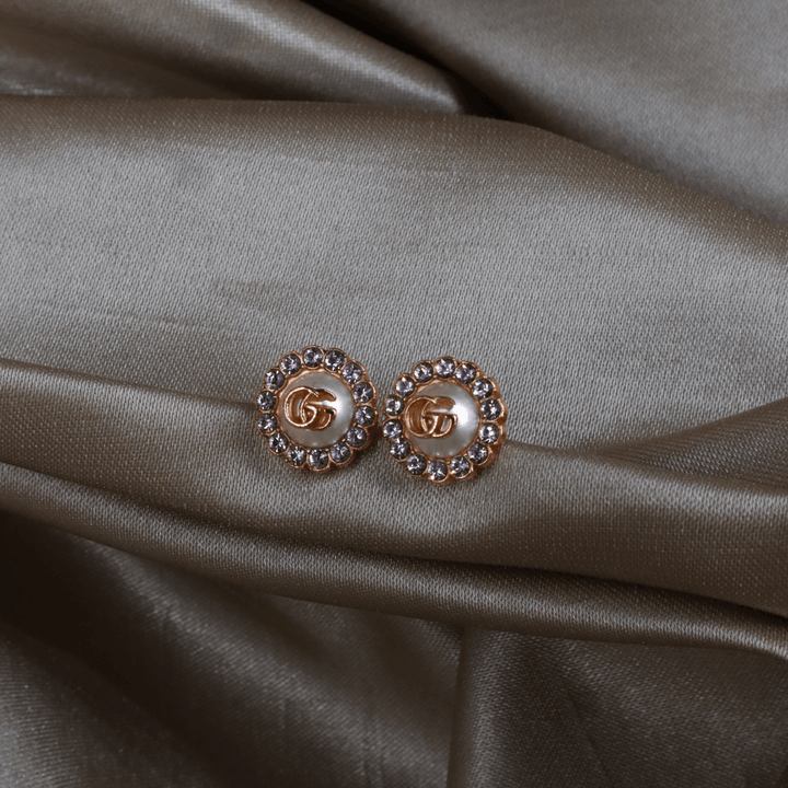 GUCCI 珍珠GG水鑽耳環 | 附原盒 未使用 - Vintasy