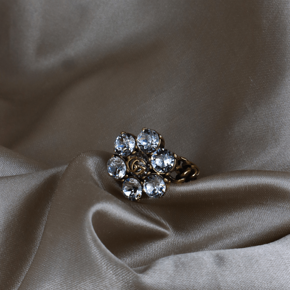 GUCCI 水鑽花形戒指 - Vintasy項鏈