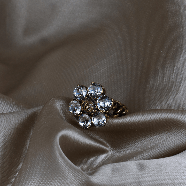 GUCCI 水鑽花形戒指 - Vintasy項鏈