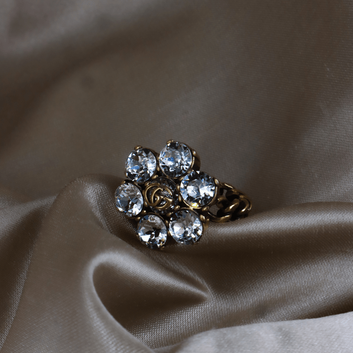 GUCCI 水鑽花形戒指 - Vintasy項鏈