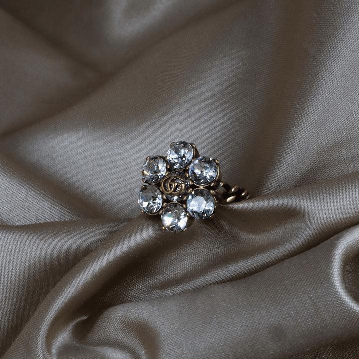 GUCCI 水鑽花形戒指 - Vintasy項鏈