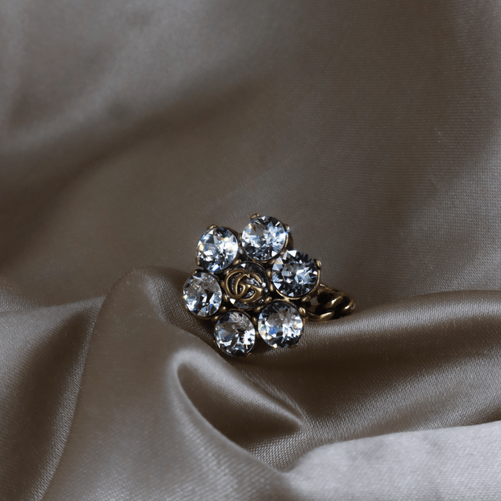 GUCCI 水鑽花形戒指 - Vintasy項鏈