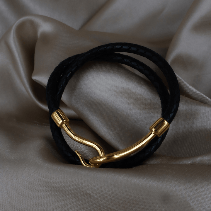 Hermès 皮革雙圈 Hook 扣手鏈 | 未使用級 附原盒 - Vintasy