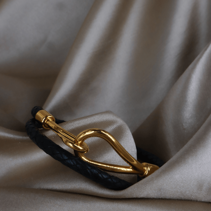 Hermès 皮革雙圈 Hook 扣手鏈 | 未使用級 附原盒 - Vintasy