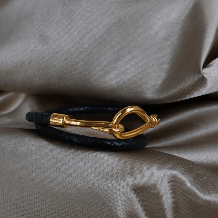 Hermès 皮革雙圈 Hook 扣手鏈 | 未使用級 附原盒 - Vintasy