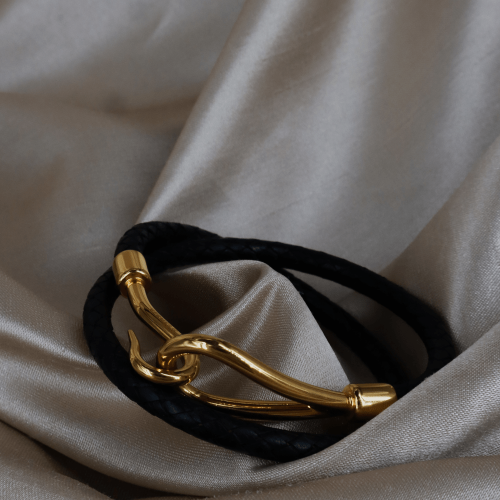 Hermès 皮革雙圈 Hook 扣手鏈 | 未使用級 附原盒 - Vintasy