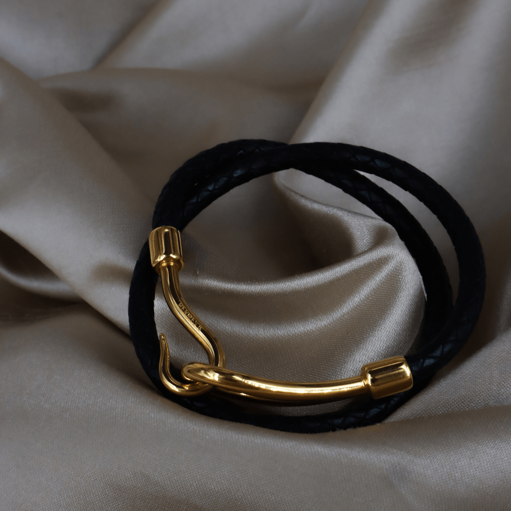 Hermès 皮革雙圈 Hook 扣手鏈 | 未使用級 附原盒 - Vintasy