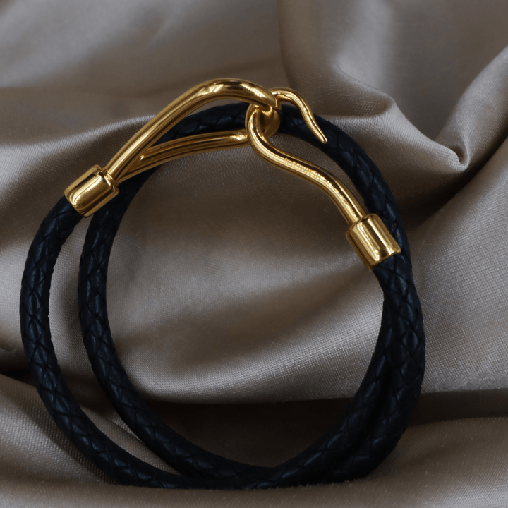 Hermès 皮革雙圈 Hook 扣手鏈 | 未使用級 附原盒 - Vintasy