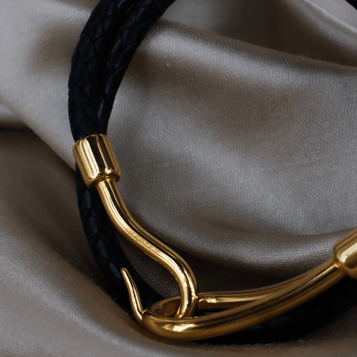 Hermès 皮革雙圈 Hook 扣手鏈 | 未使用級 附原盒 - Vintasy