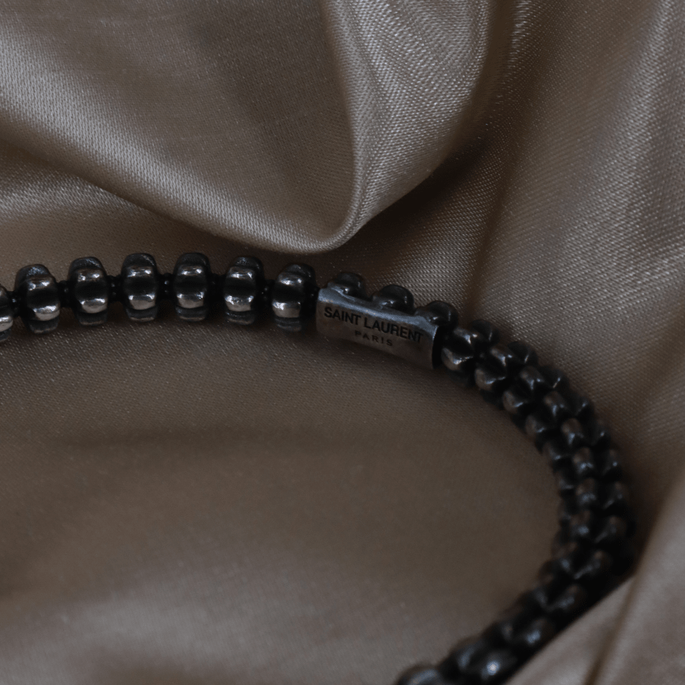 Yves Saint Laurent 黑色骨節感手鈪（Sculptural Black Bangle款）｜未使用品 - Vintasy手鏈