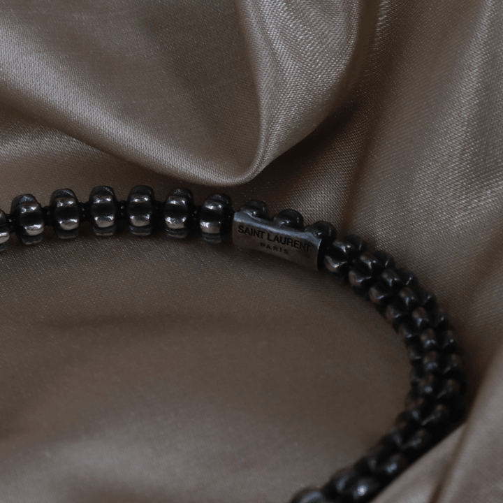 Yves Saint Laurent 黑色骨節感手鈪（Sculptural Black Bangle款）｜未使用品 - Vintasy手鏈