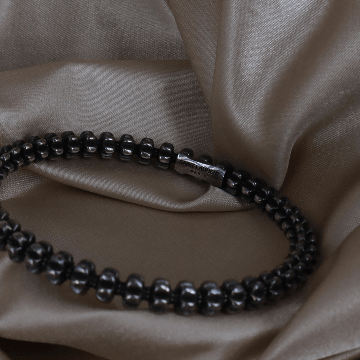 Yves Saint Laurent 黑色骨節感手鈪（Sculptural Black Bangle款）｜未使用品 - Vintasy手鏈