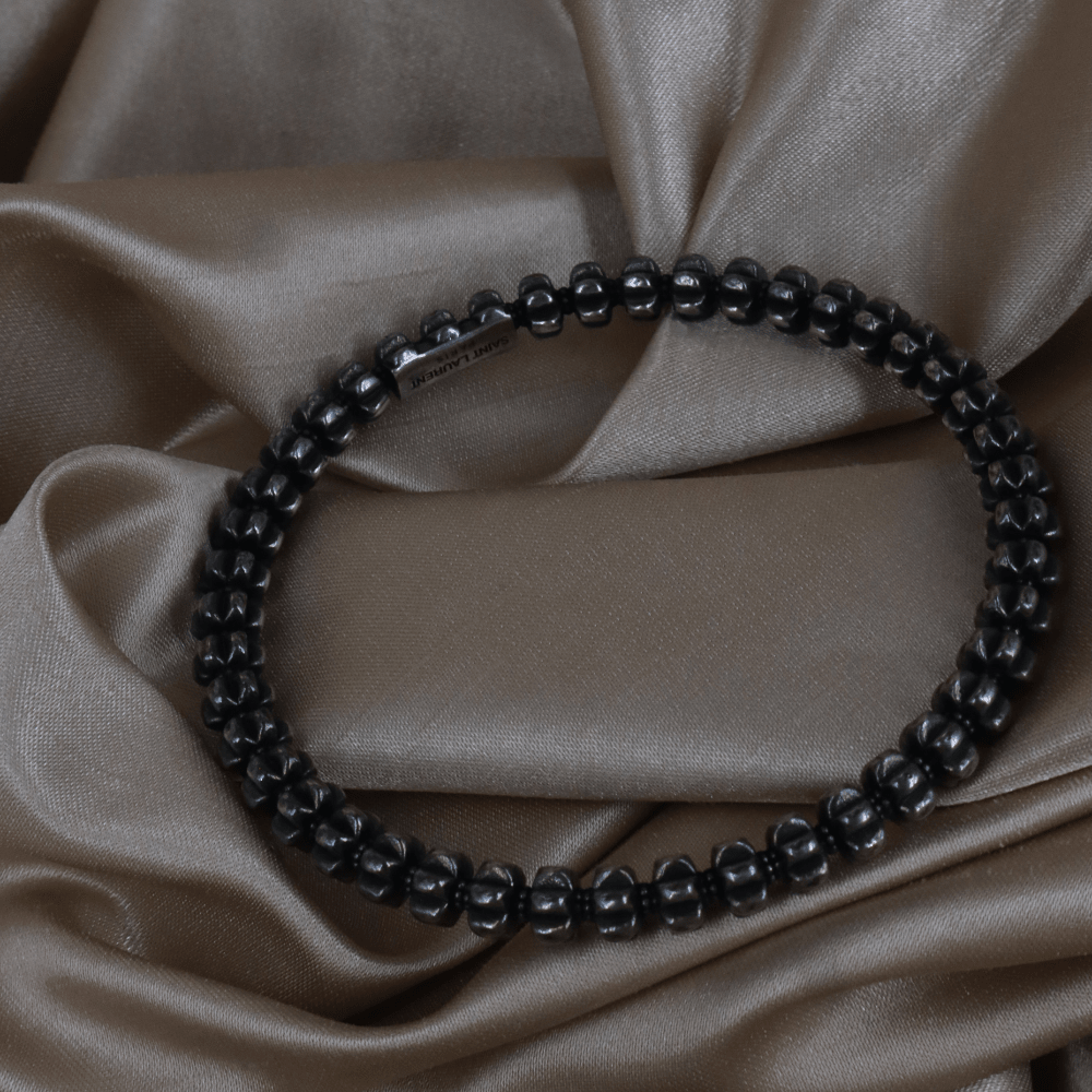 Yves Saint Laurent 黑色骨節感手鈪（Sculptural Black Bangle款）｜未使用品 - Vintasy手鏈